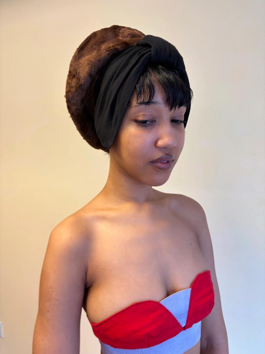 80s Norma Kamali Faux Fur Turban Hat product image