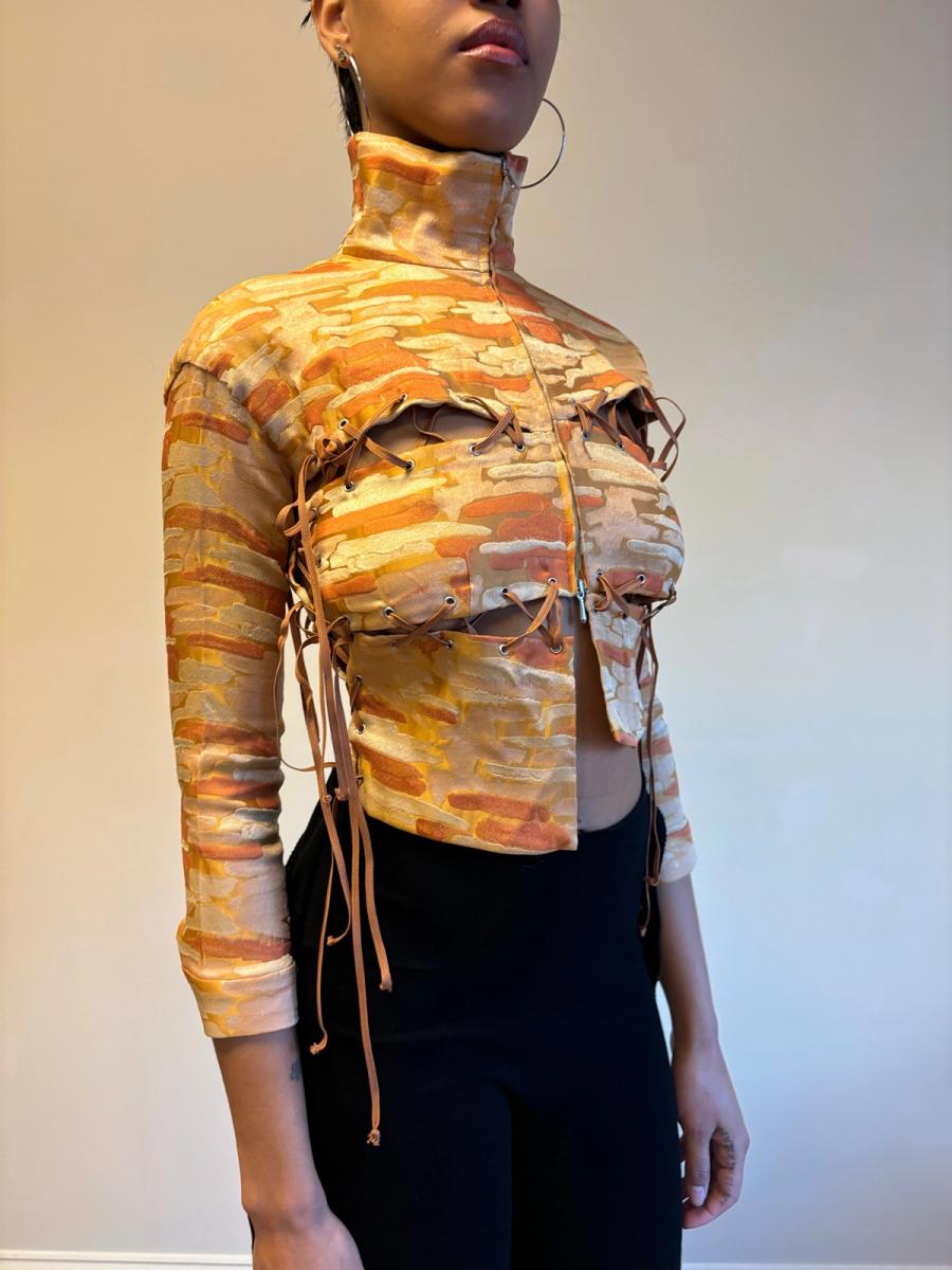 Romeo Gigli Patchwork Lace Up Top product image