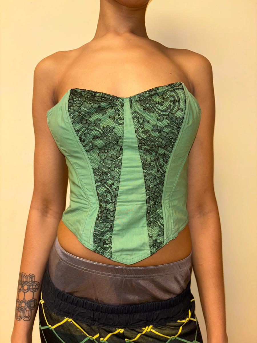 Vintage Chantal Thomass Green Lace Bustier product image