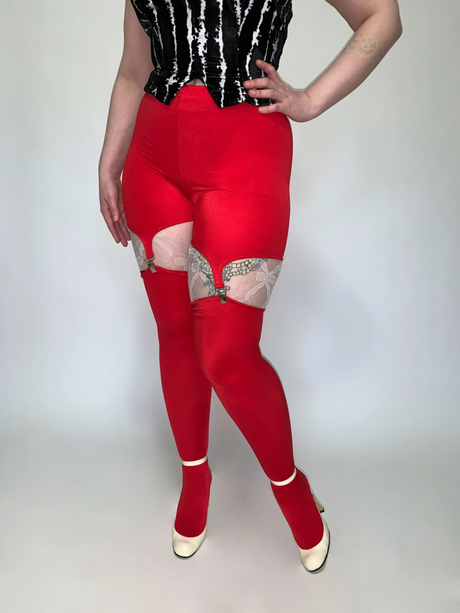 80s Deadstock Spandex Garter Leggings product image