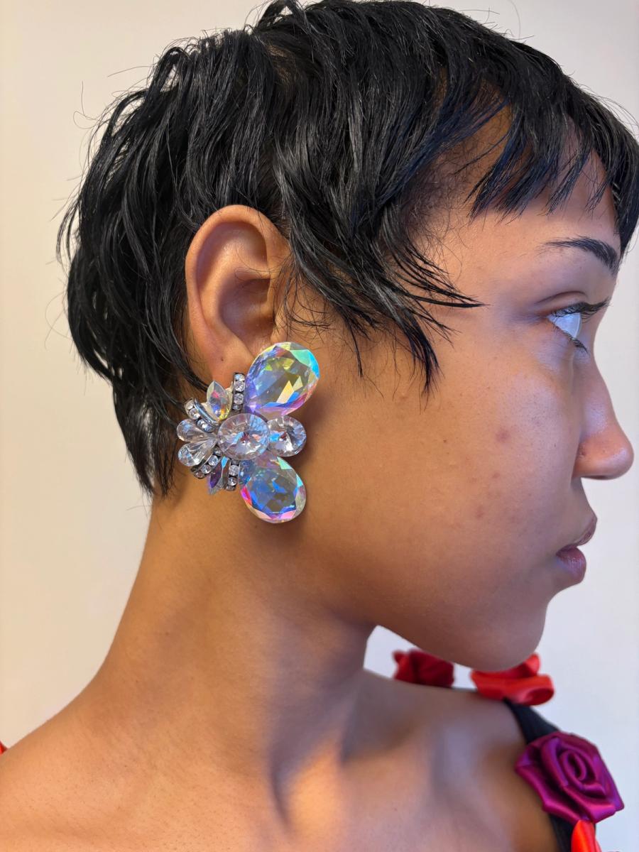 80s Wendy Gell Crystal Butterfly Earrings  product image