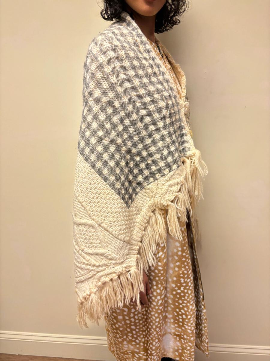 Keisuke Kanda Knit Shawl with Gingham Overprint  product image