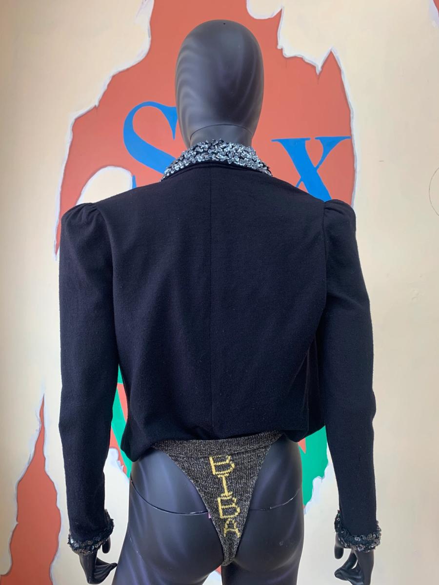 70s Biba Stretch Jacket with Sequin Trim product image