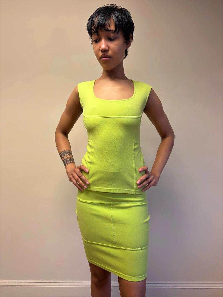 80s Claude Montana Lime Green Seamed Set product image
