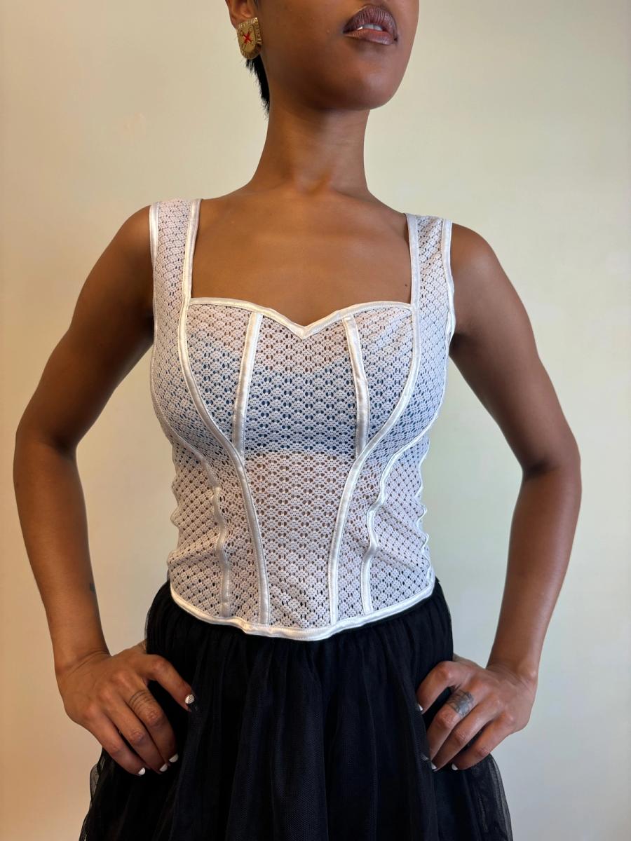 90s Chantal Thomass Seamed Lace Bustier Top product image
