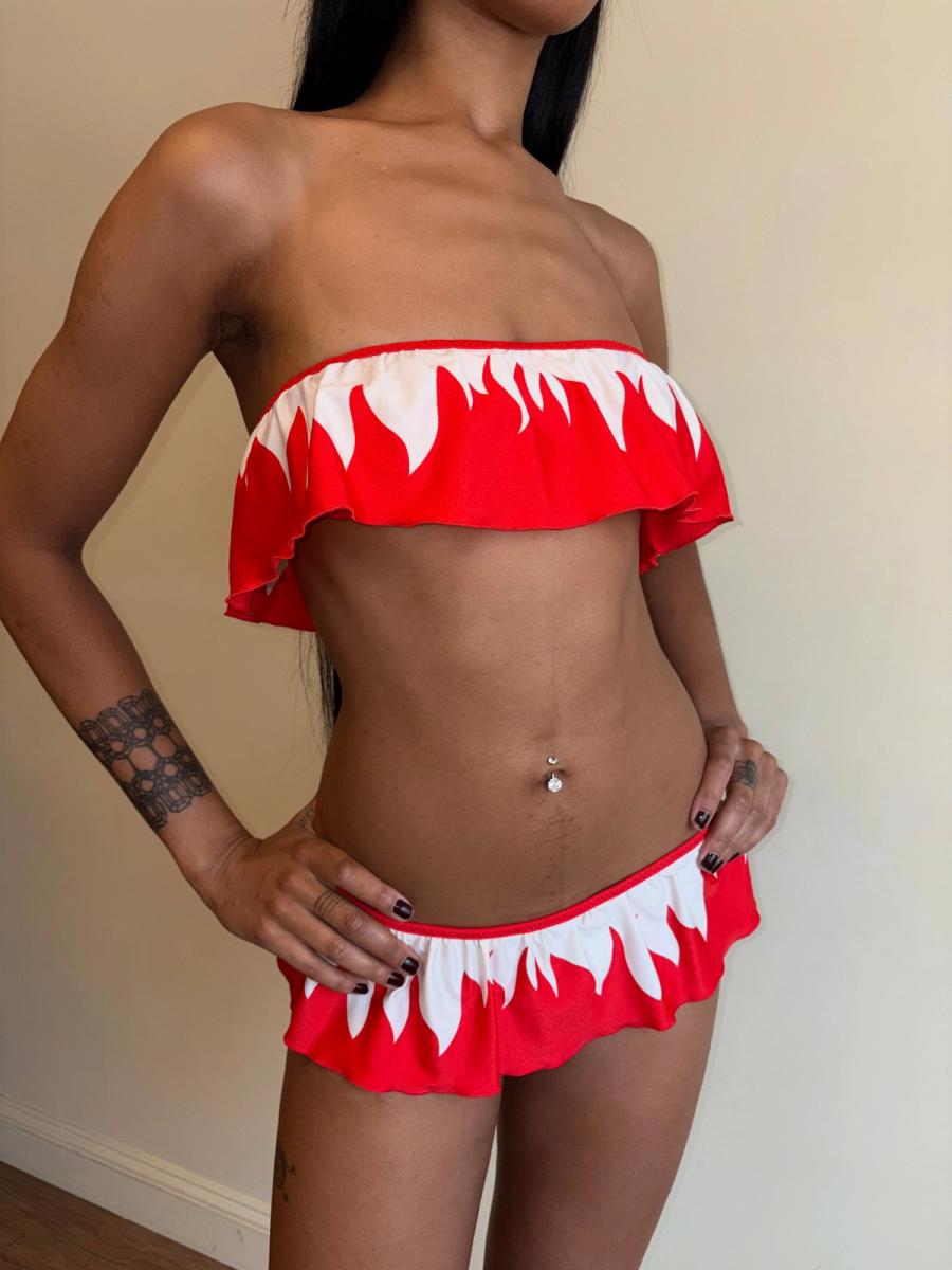 Vintage YSL Flame Bandeau Bikini product image