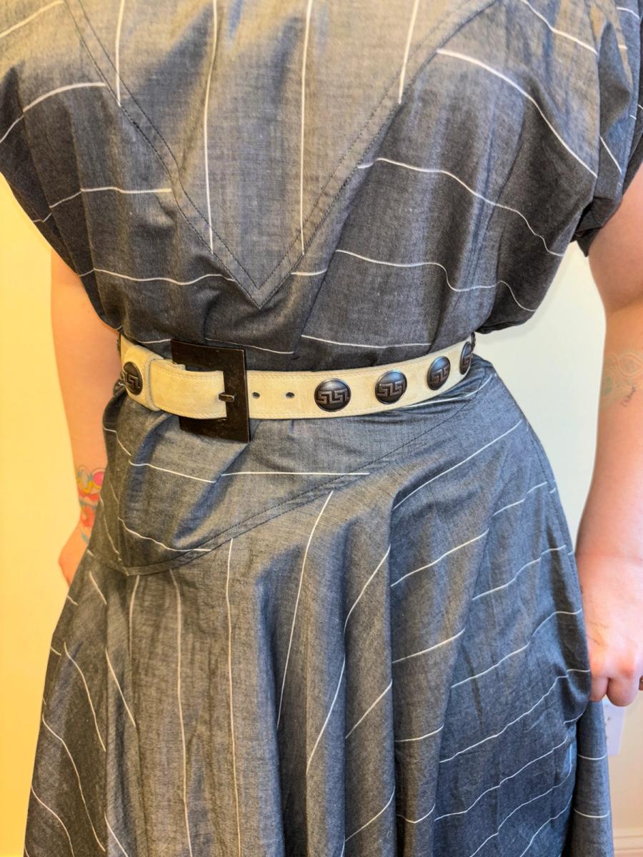 Late 70s Claude Montana Greek Key Studded Belt product image