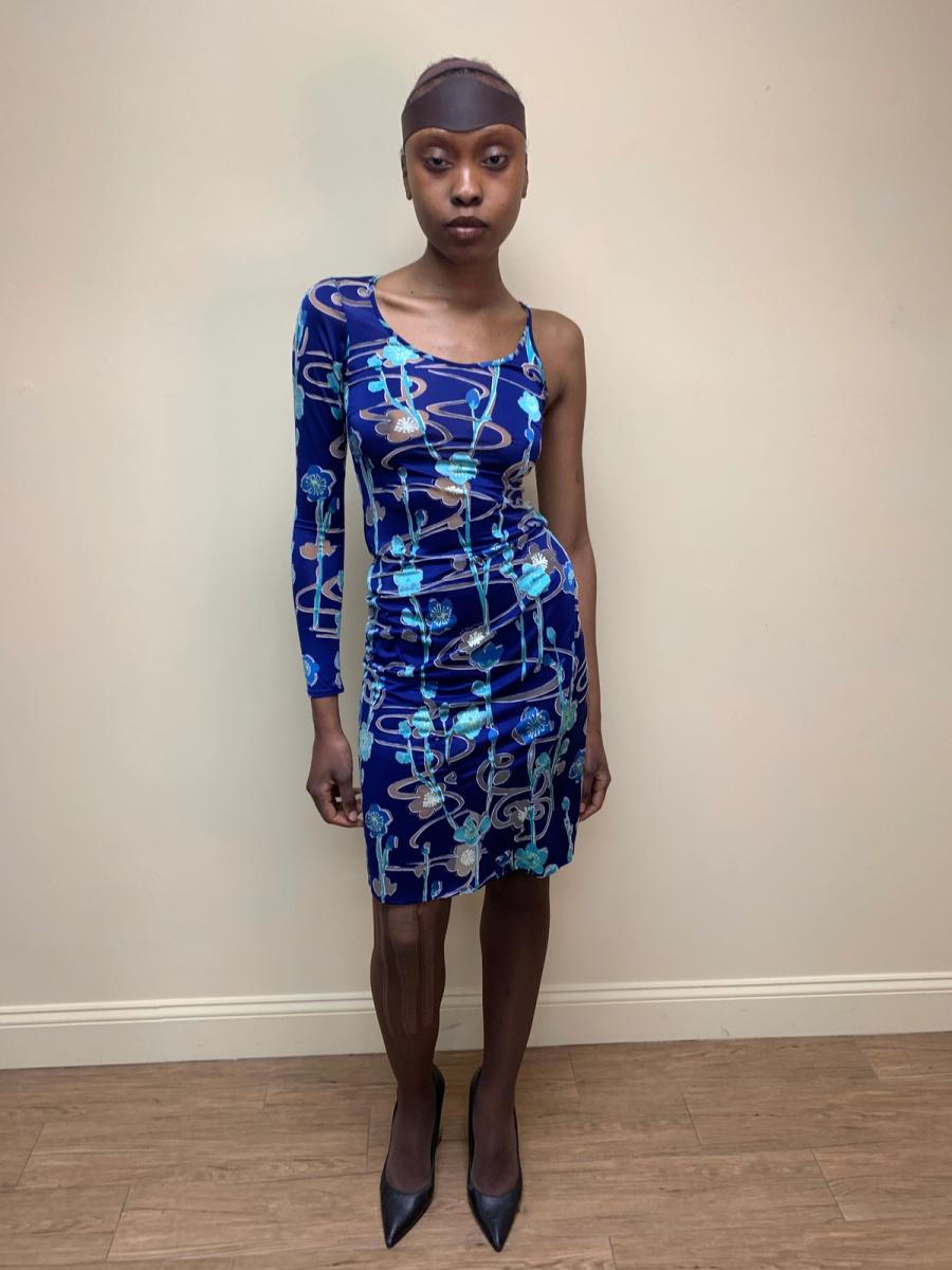 90s Jean Colonna Asymmetrical Burnout Dress product image