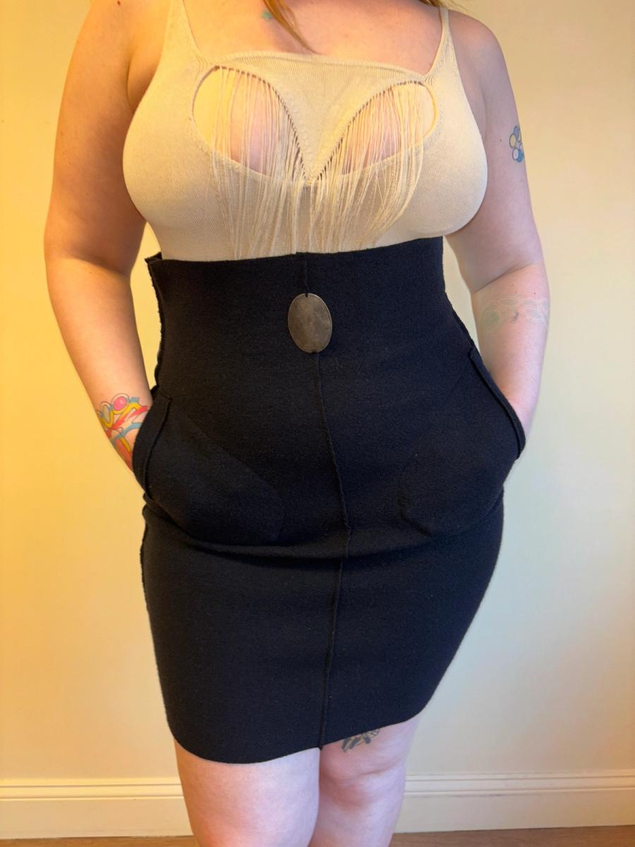 Krizia Knit Pencil Skirt with Pockets and Metal Accent product image