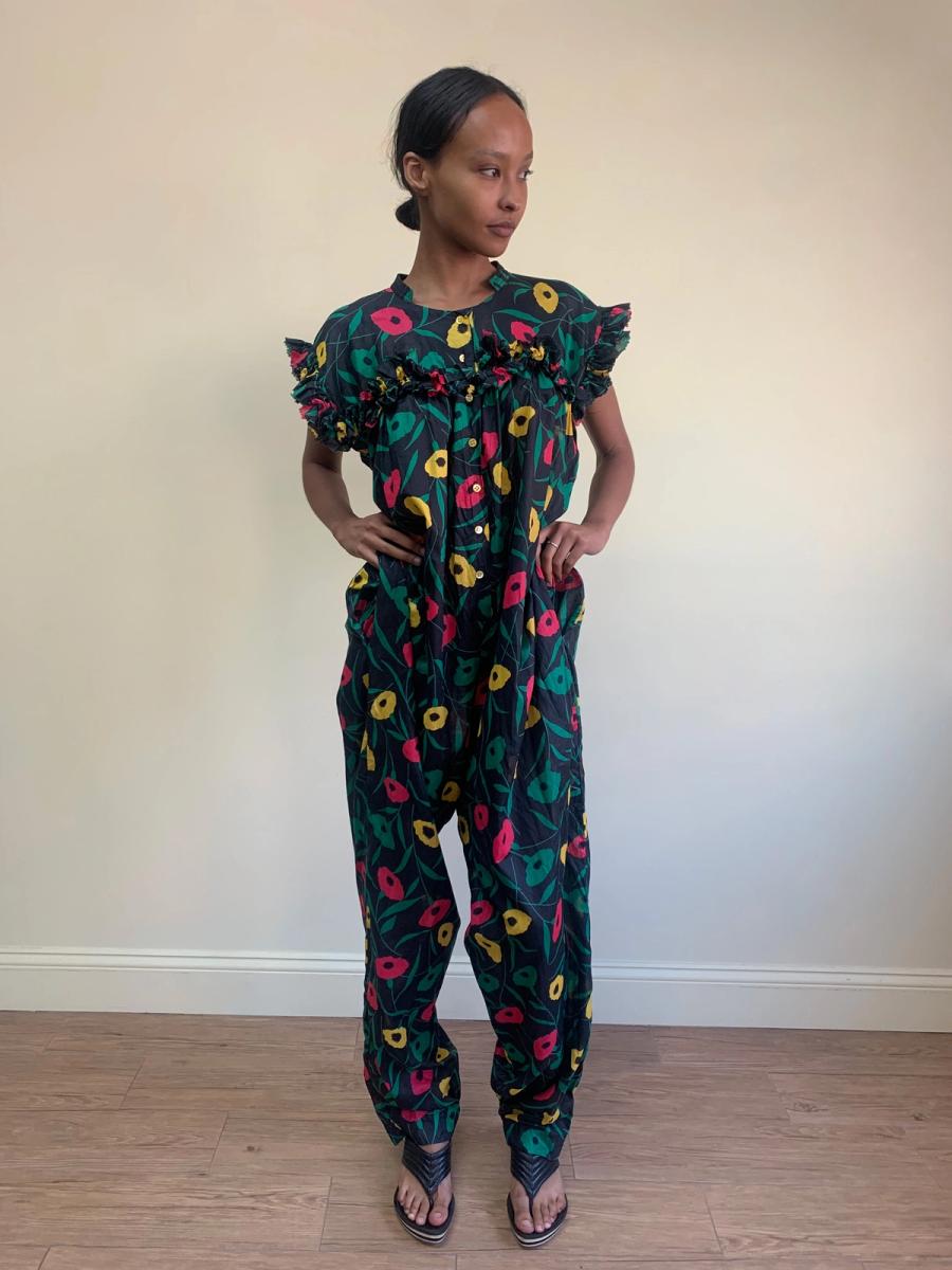 80s Chantal Thomass Poppy Print Jumpsuit