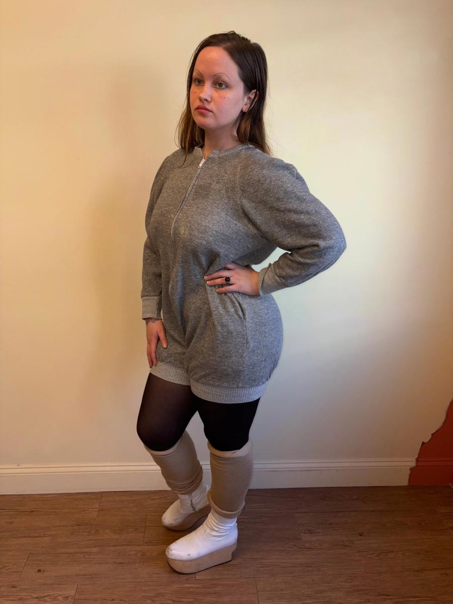 1980  Norma Kamali Gray Zip Up Jumpsuit product image