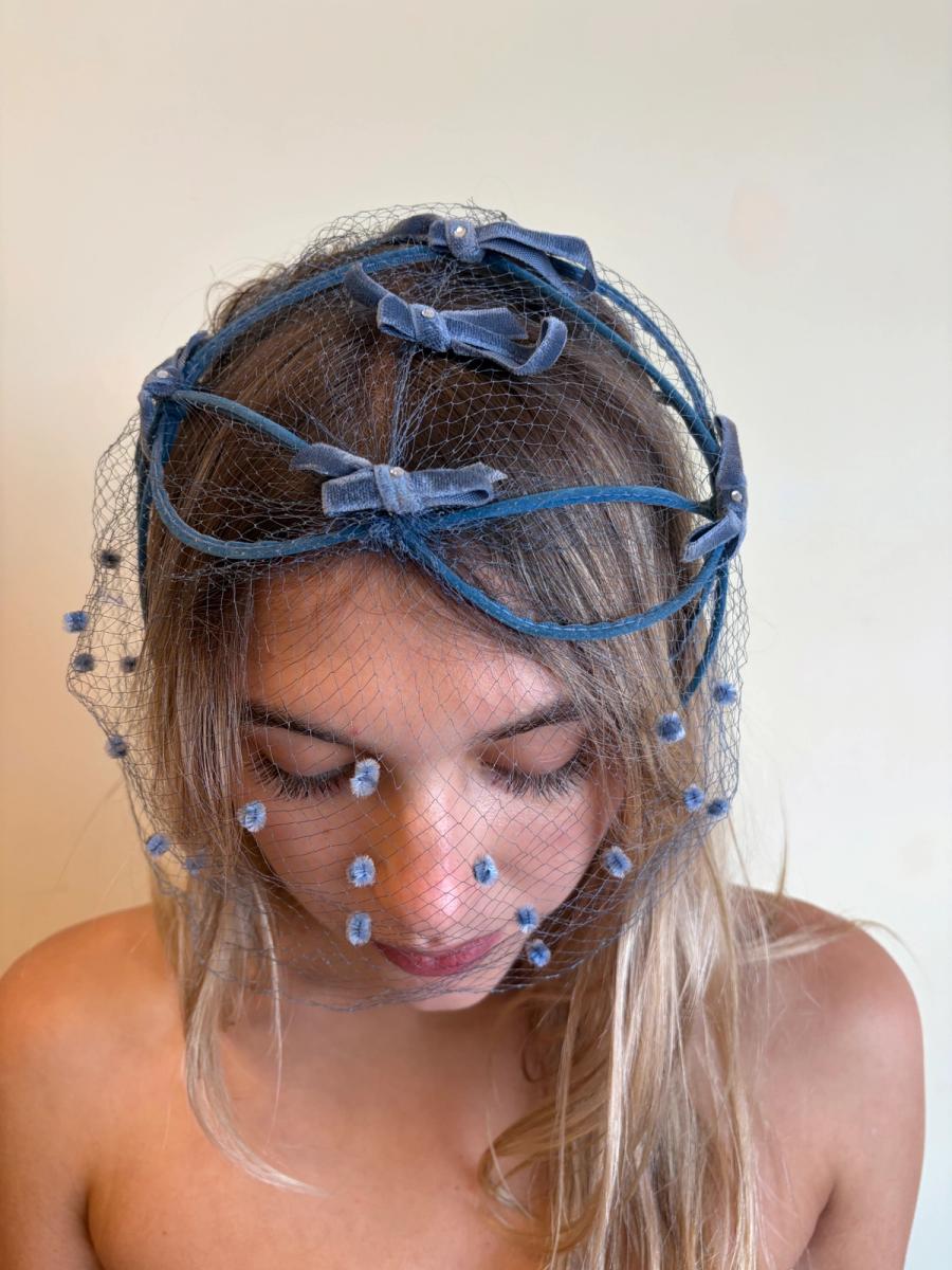 1950s Velvet Dot Net Headpiece product image