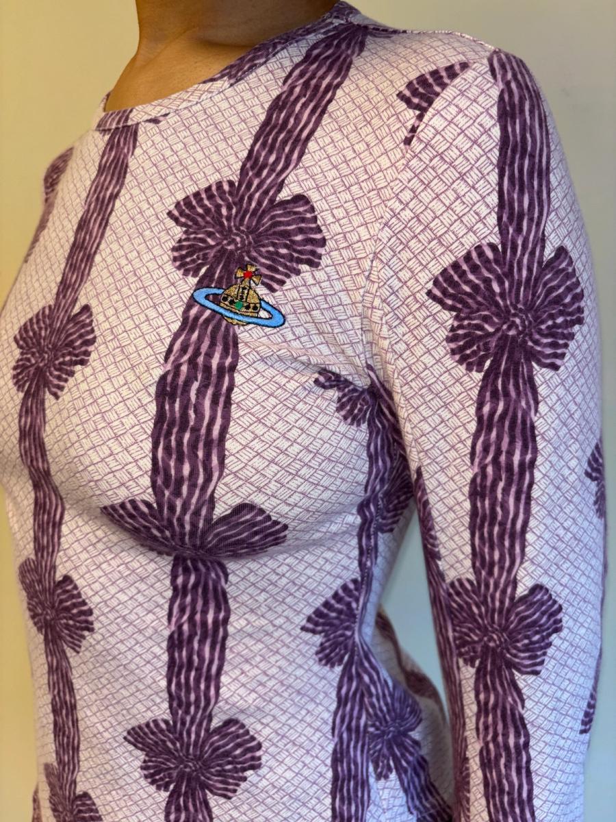 90s Vivienne Westwood Purple Ribbon Print Top product image