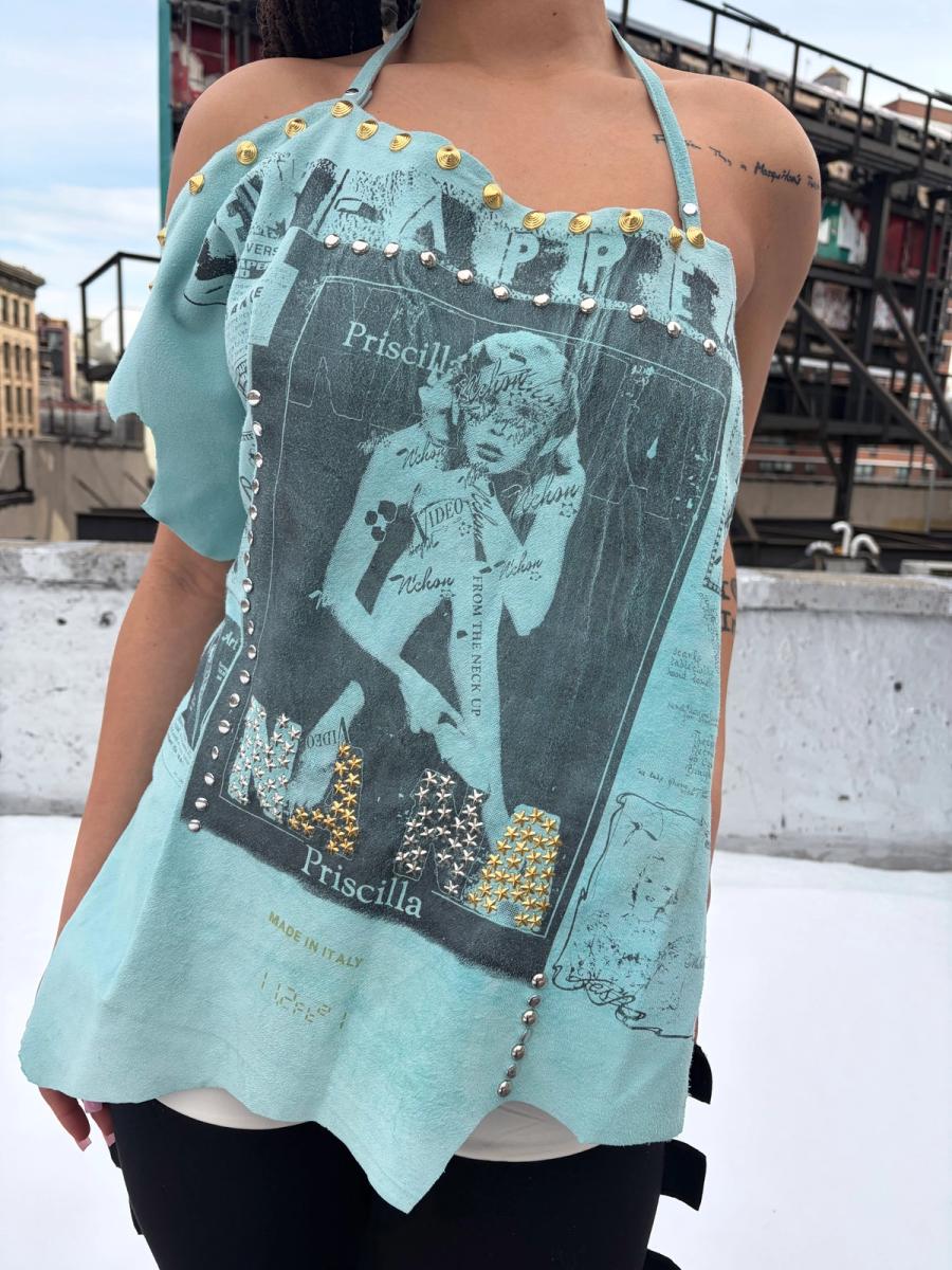 NANA Studded Turquoise Suede Halter product image