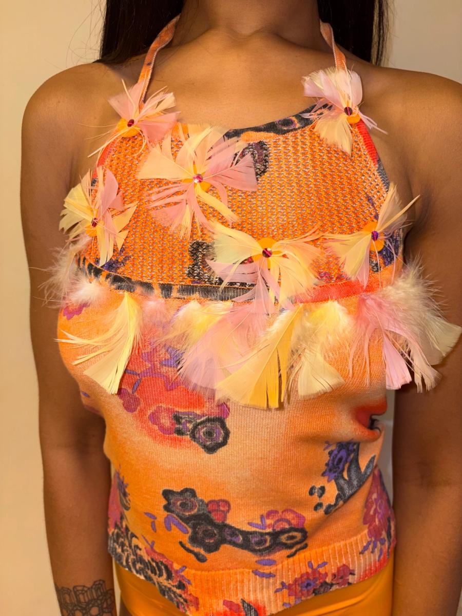 Vintage Christian Lacroix Feather Knit Top product image