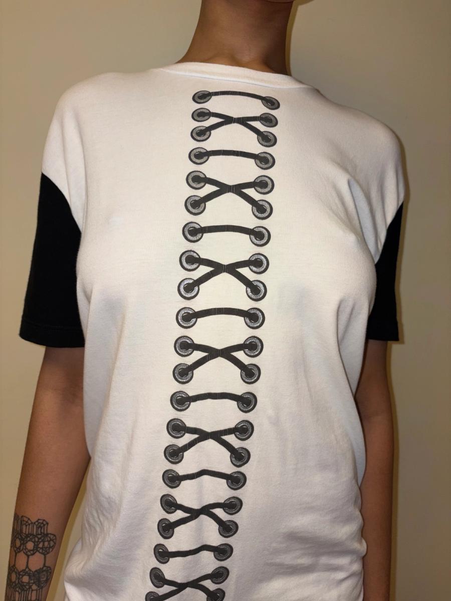 80s Claude Montana Trompe L'oeil Lace Up Tunic product image