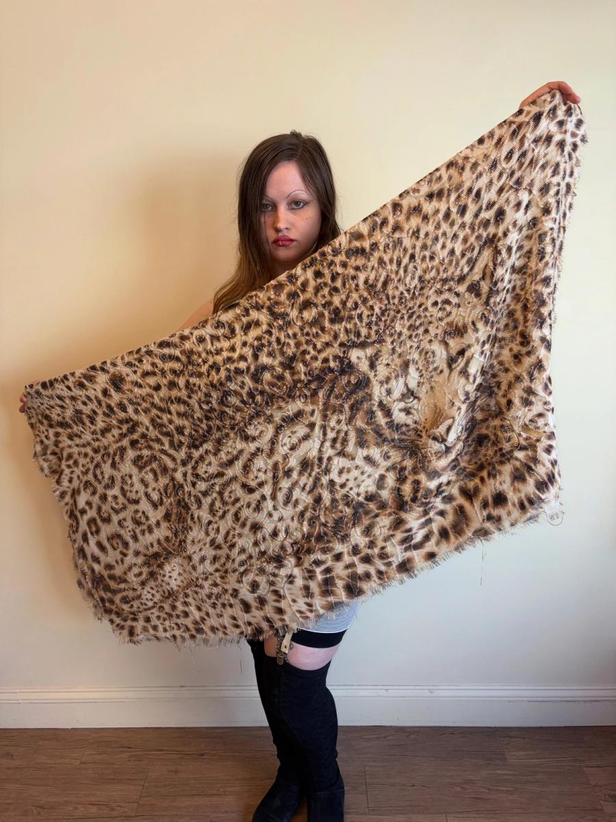 Vintage Krizia Oversized Leopard Print Shawl product image