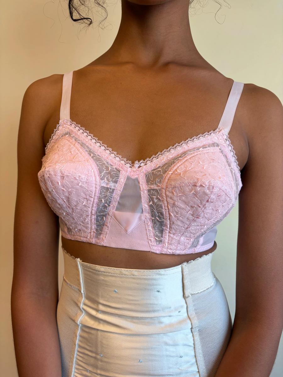 50s Pink Lace Cutout Bra product image