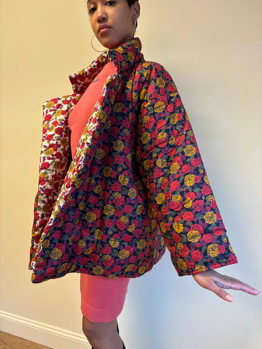 80s Norma Kamali Reversible Floral Coat product image