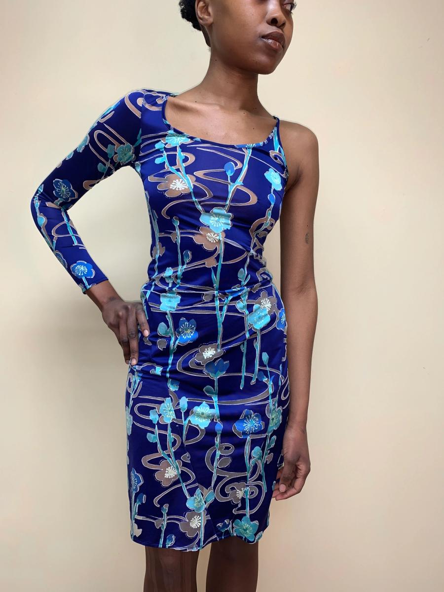 90s Jean Colonna Asymmetrical Burnout Dress product image