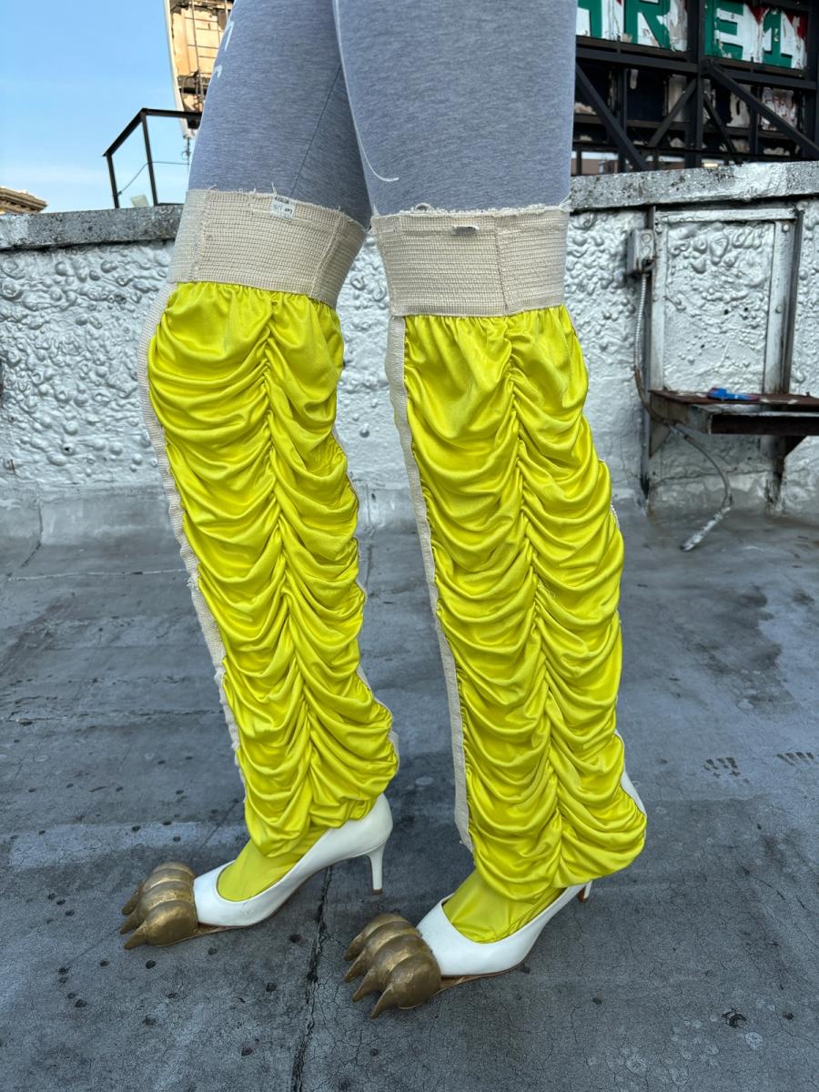 Extra Long Antique Jockstrap Legwarmers - Electric Yellow