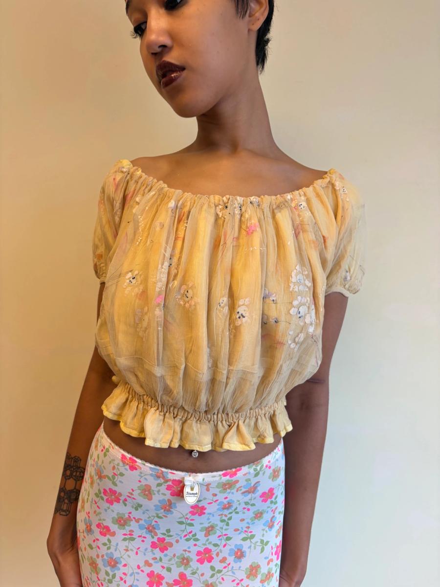 Vintage French Handpainted Silk Top product image