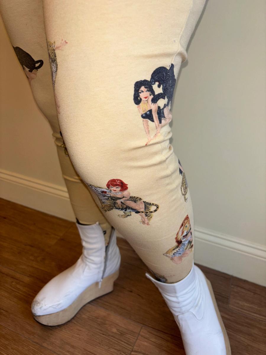 80s Krizia Big Cat and Pinup Girl Leggings product image