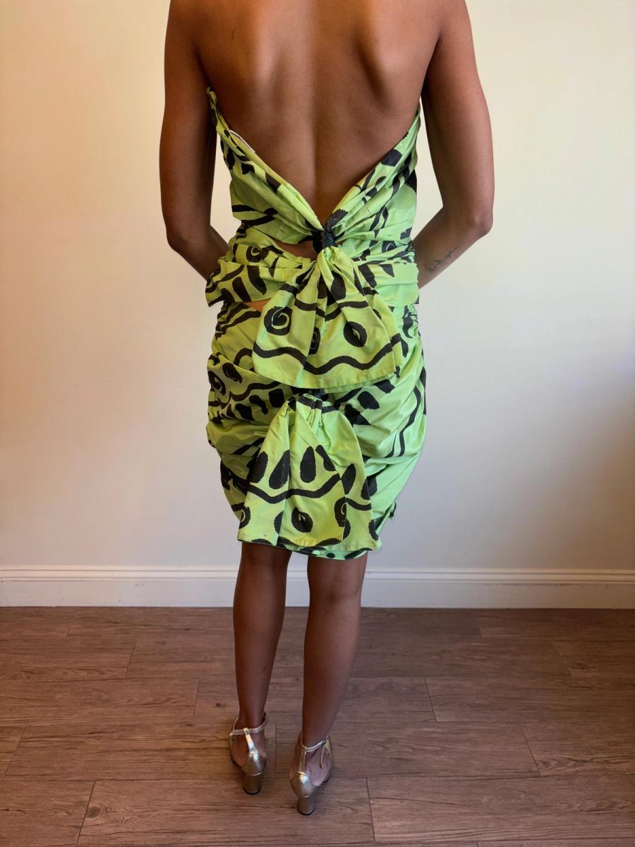 80s Angelo Tarlazzi Abstract Dress with Raffia product image