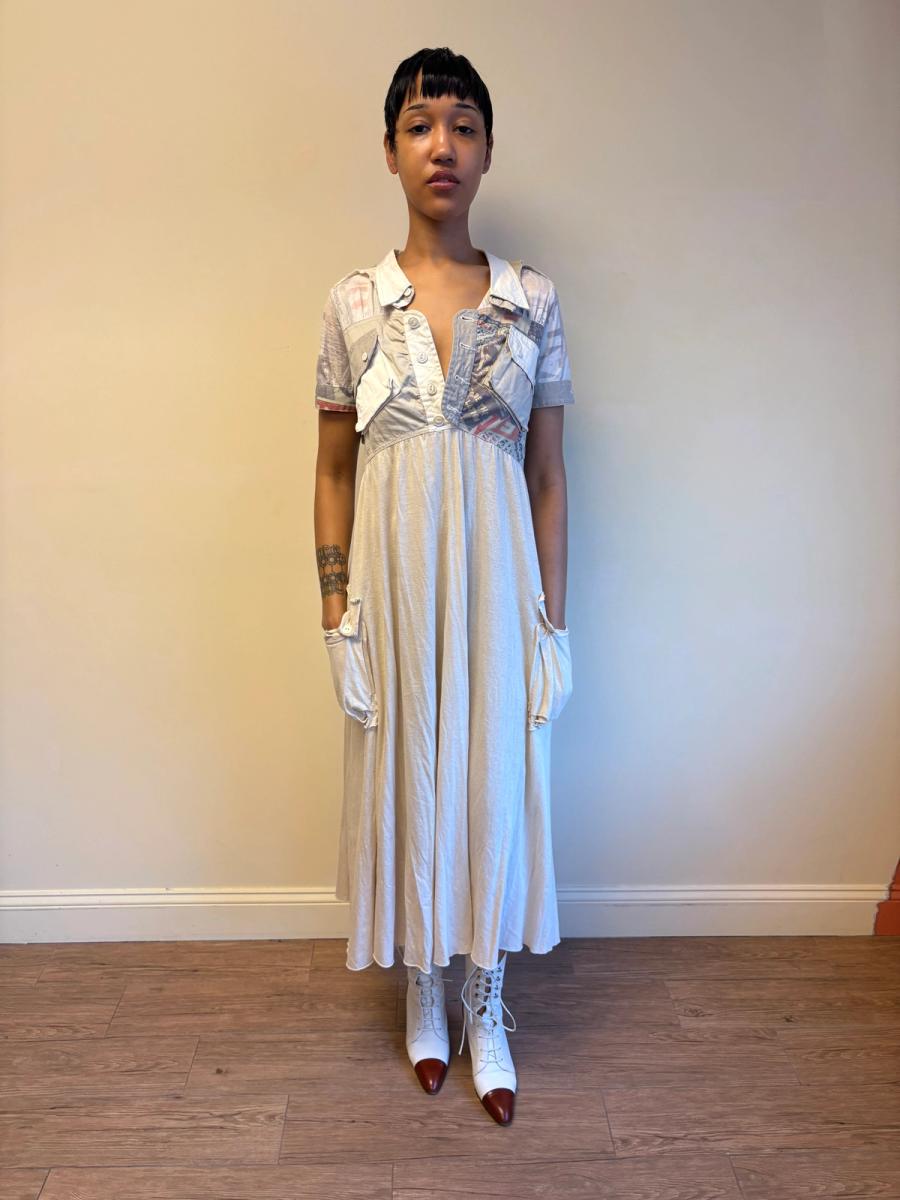 Nozomi Ishiguro Newsprint Dress with Hip Pockets product image