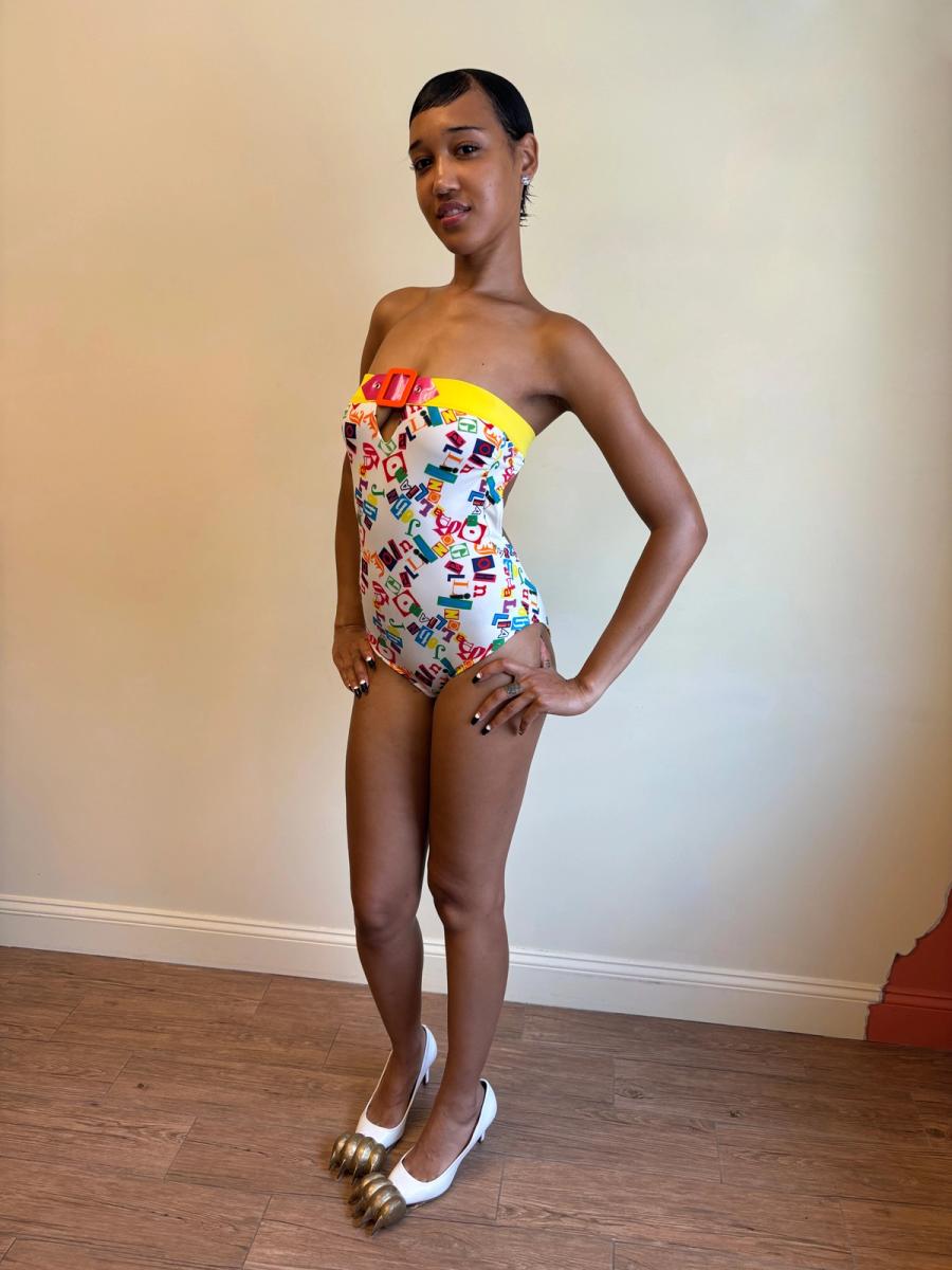 Vintage Galliano Collage Text Swimsuit product image