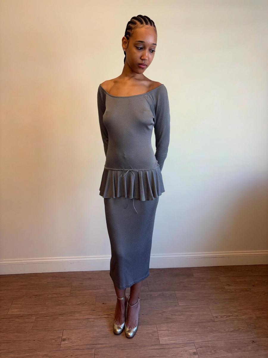 Vintage Chantal Thomass Pewter Drop Waist Ruffle Dress product image