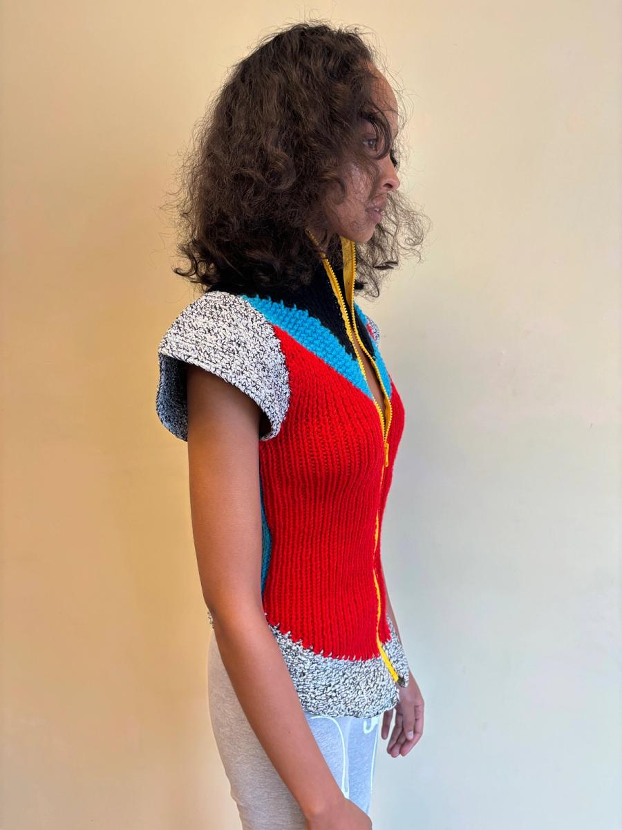 Michelle Pesetti Avant-Garde Colorblock Handknit Top product image