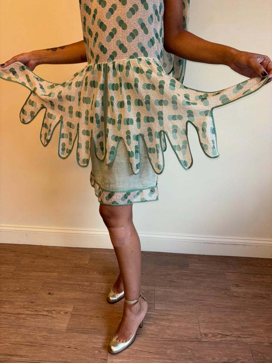 1920s Green Polka Dot Voile Day Dress product image