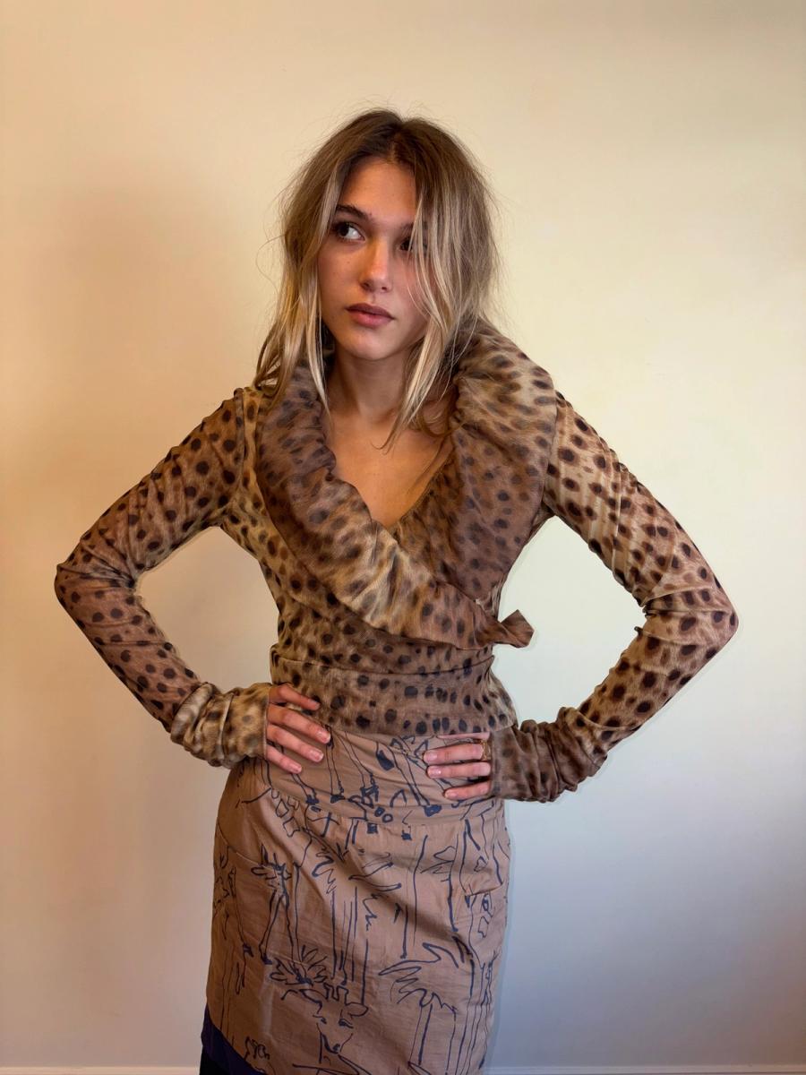Ficce Yoshiyuki Konishi Cheetah Tulle Wrap Top product image