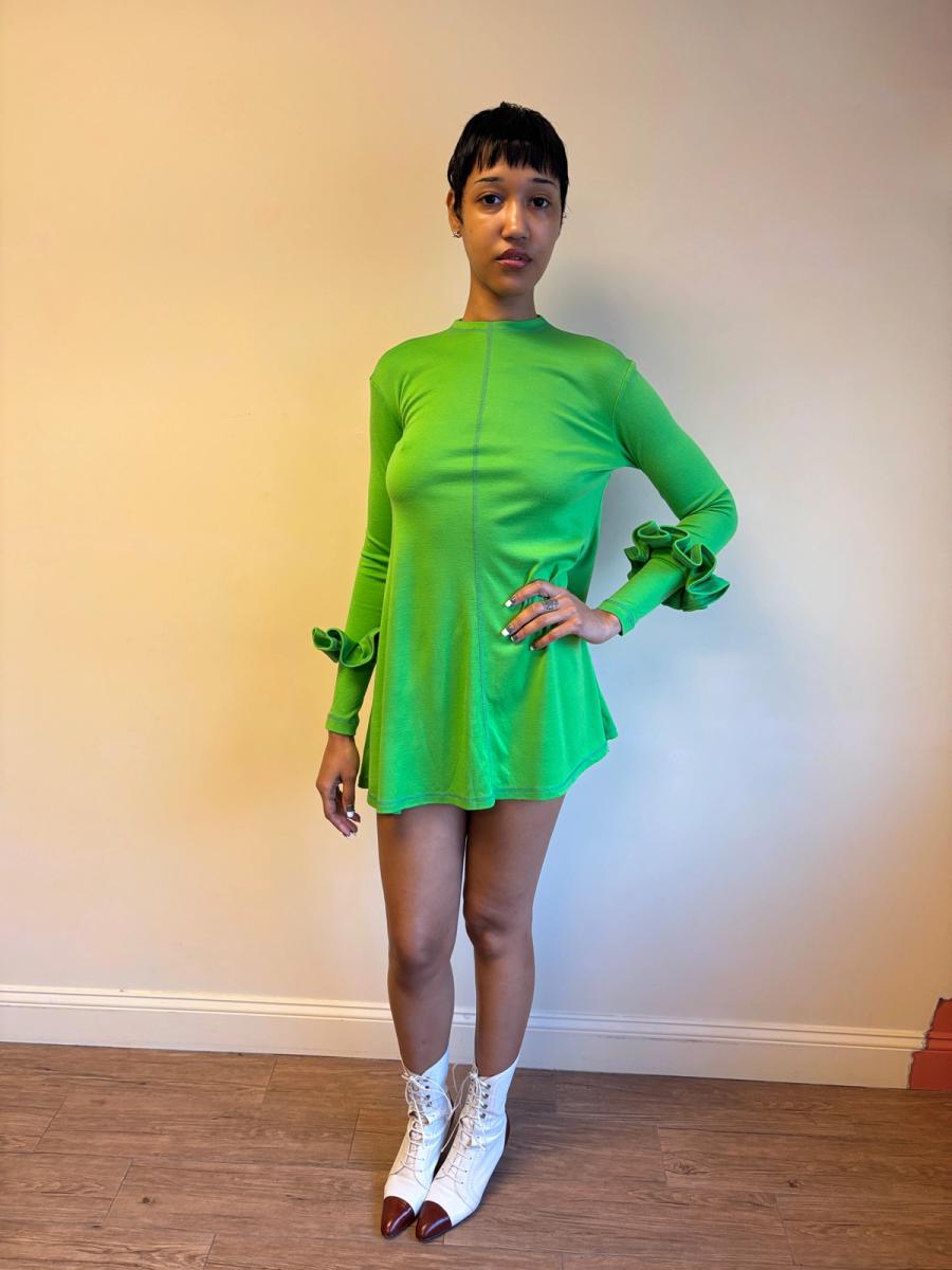 Vintage Chantal Thomass Green Ruffled Trim Dress product image