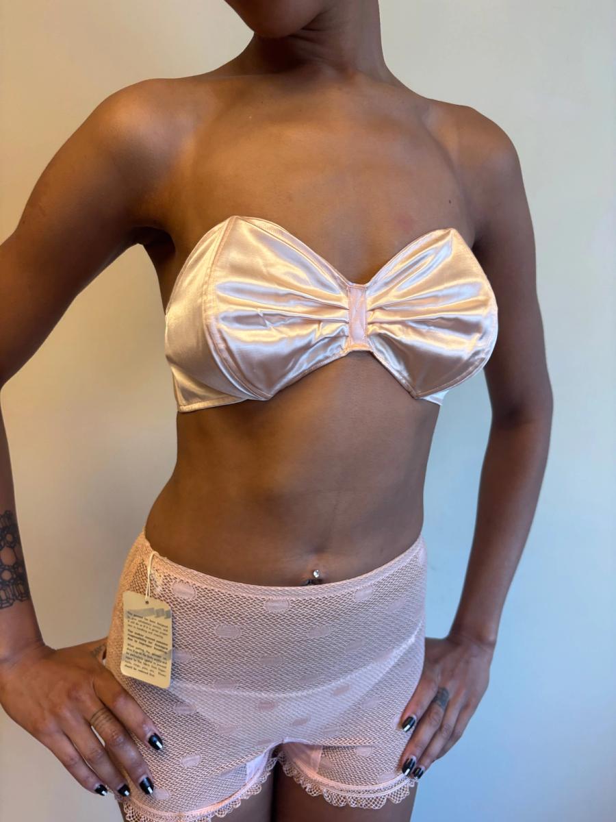 40s French Pink Satin Bra product image
