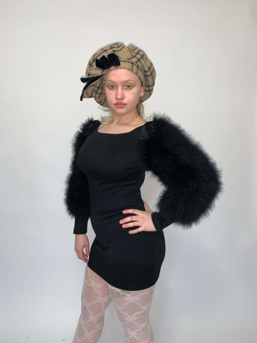 1991 Chantal Thomass Marabou Sleeve Wiggle Dress product image