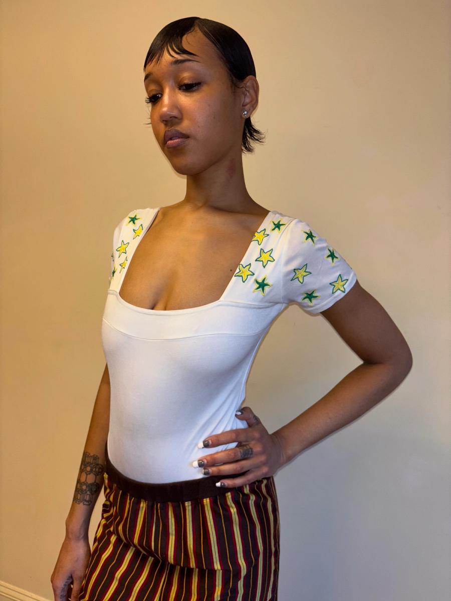 Christian Llinares Satin Leotard with Green Stars product image