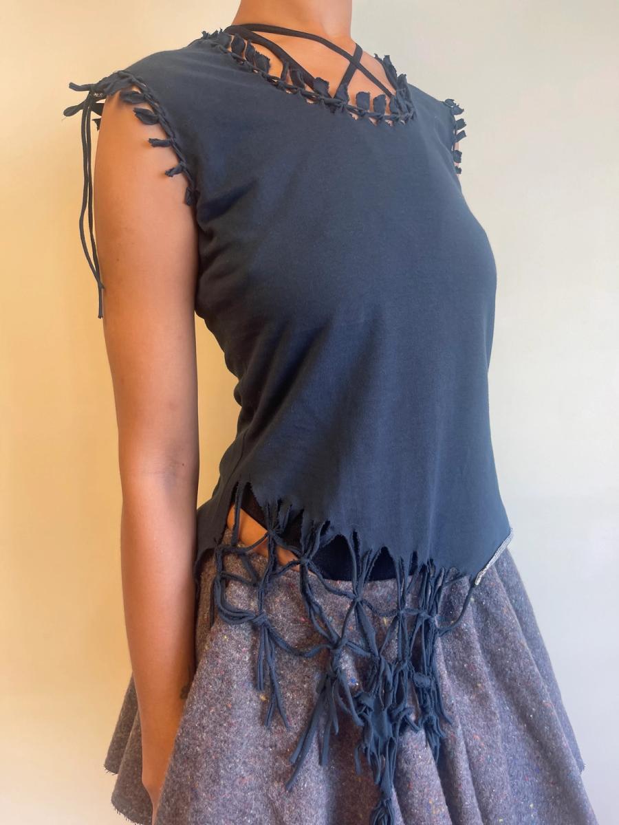 Michiko Koshino Shredded and Knotted Tank Top product image