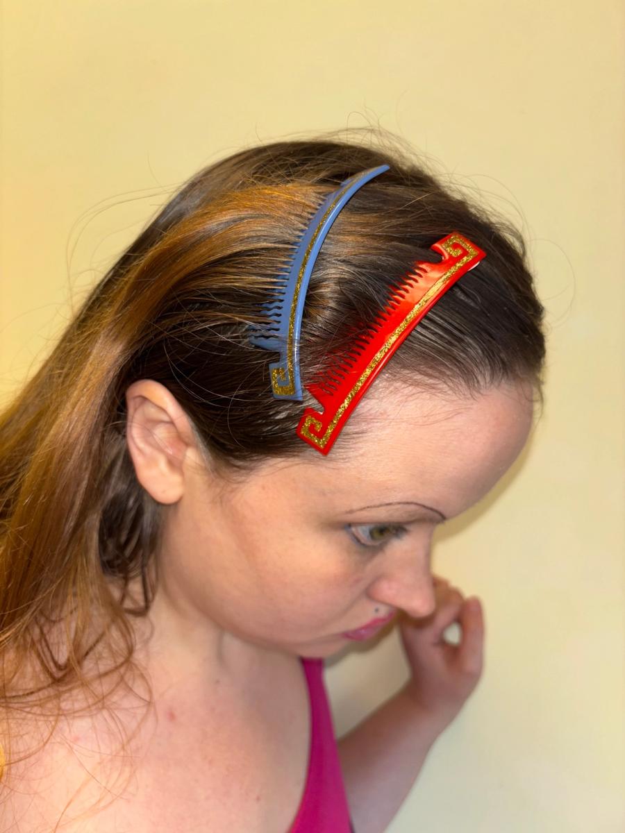 1940s French Greek Key Hair Combs product image