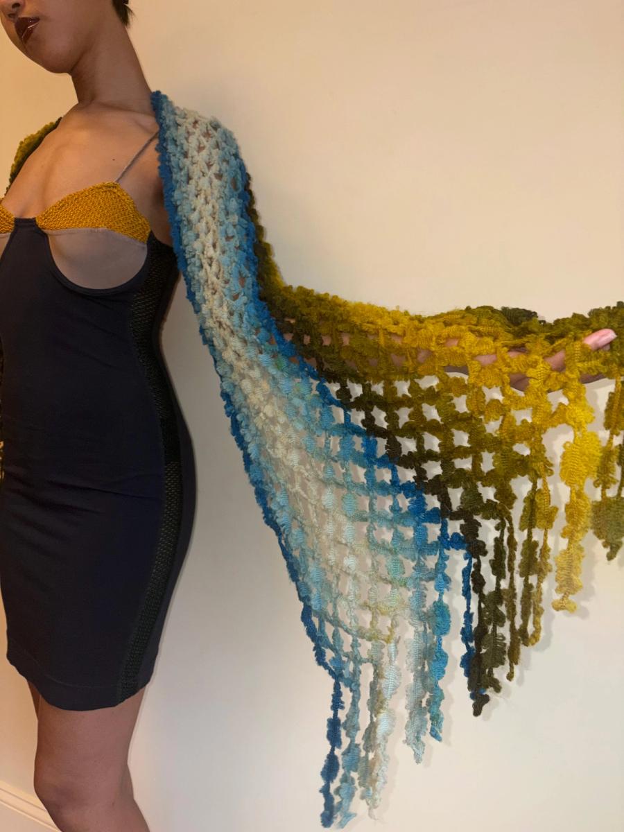 Victorian Blue Green Ombré Knit Scarf  product image