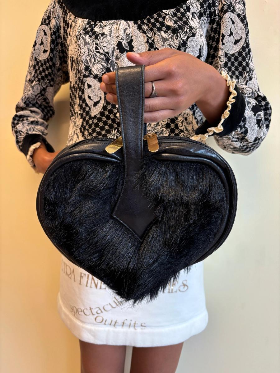 1993 Vivienne Westwood Black Heart Fur Mini Bag 