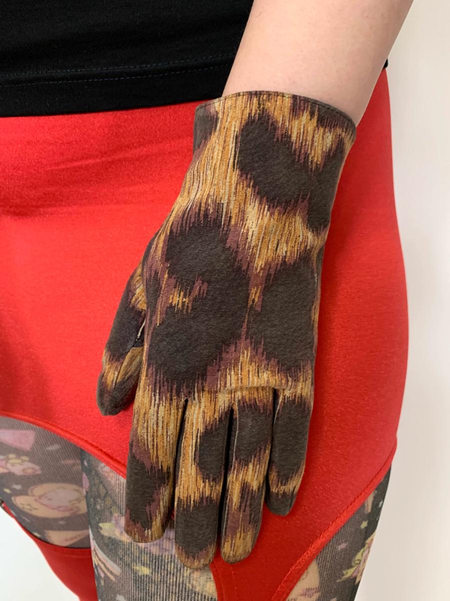 Vivienne Westwood Leopard Suede Gloves 
