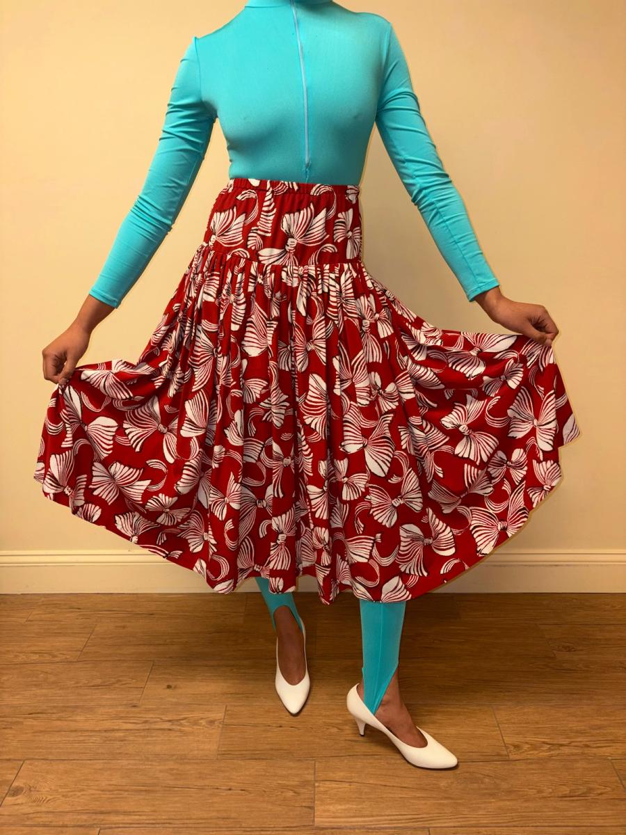 80s Norma Kamali Red Bow Skirt product image
