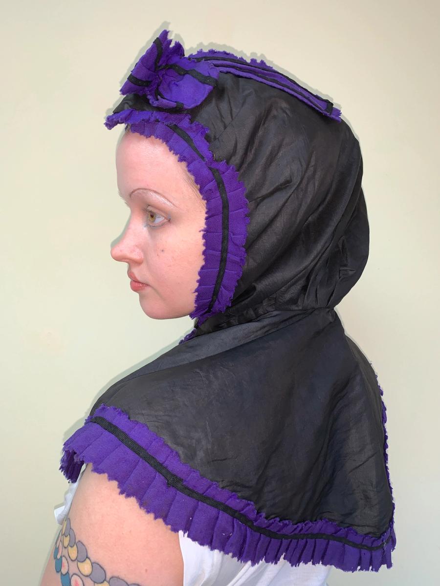 Victorian Hood with Purple Trim 