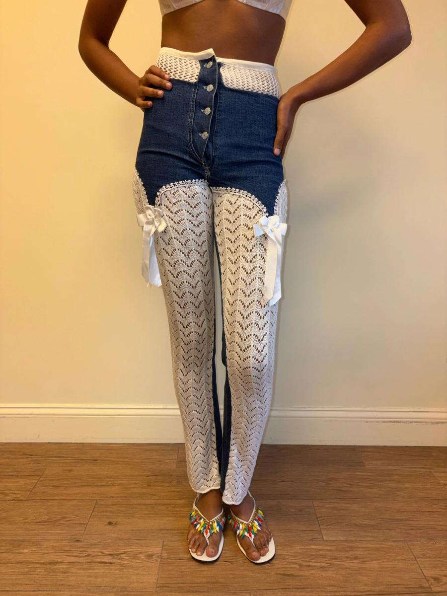 Vintage Jeans with Garter Design product image