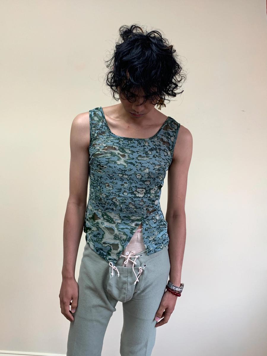 Vintage Beauty: Beast Green Burnout Tank Top product image