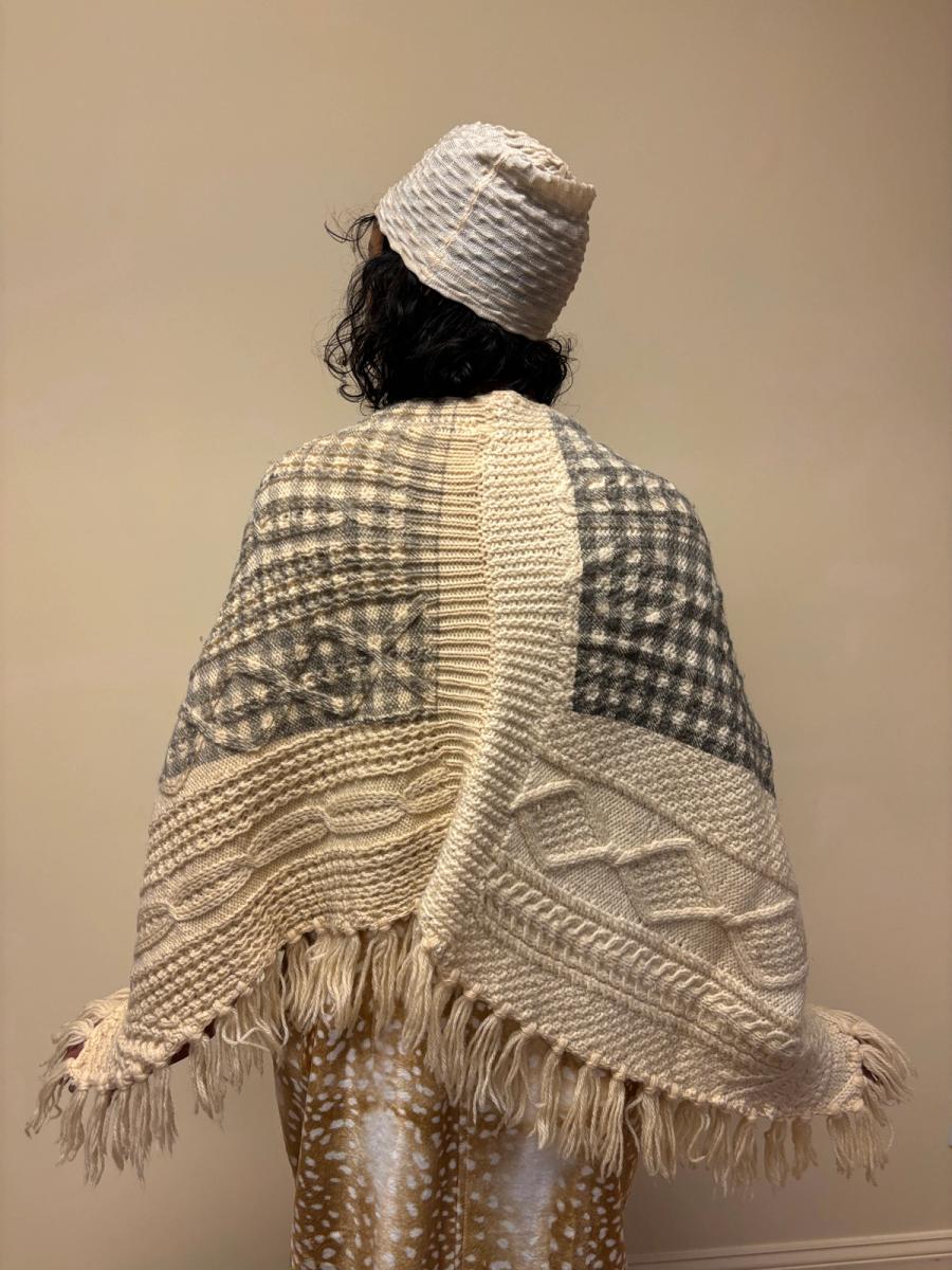 Keisuke Kanda Knit Shawl with Gingham Overprint  product image