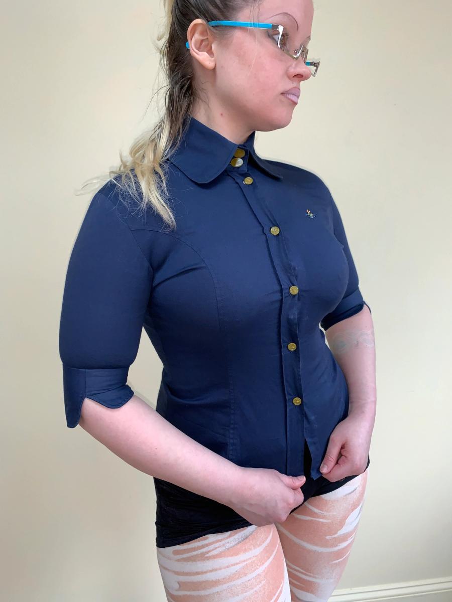90s Vivienne Westwood Navy Stretch Button Up  product image