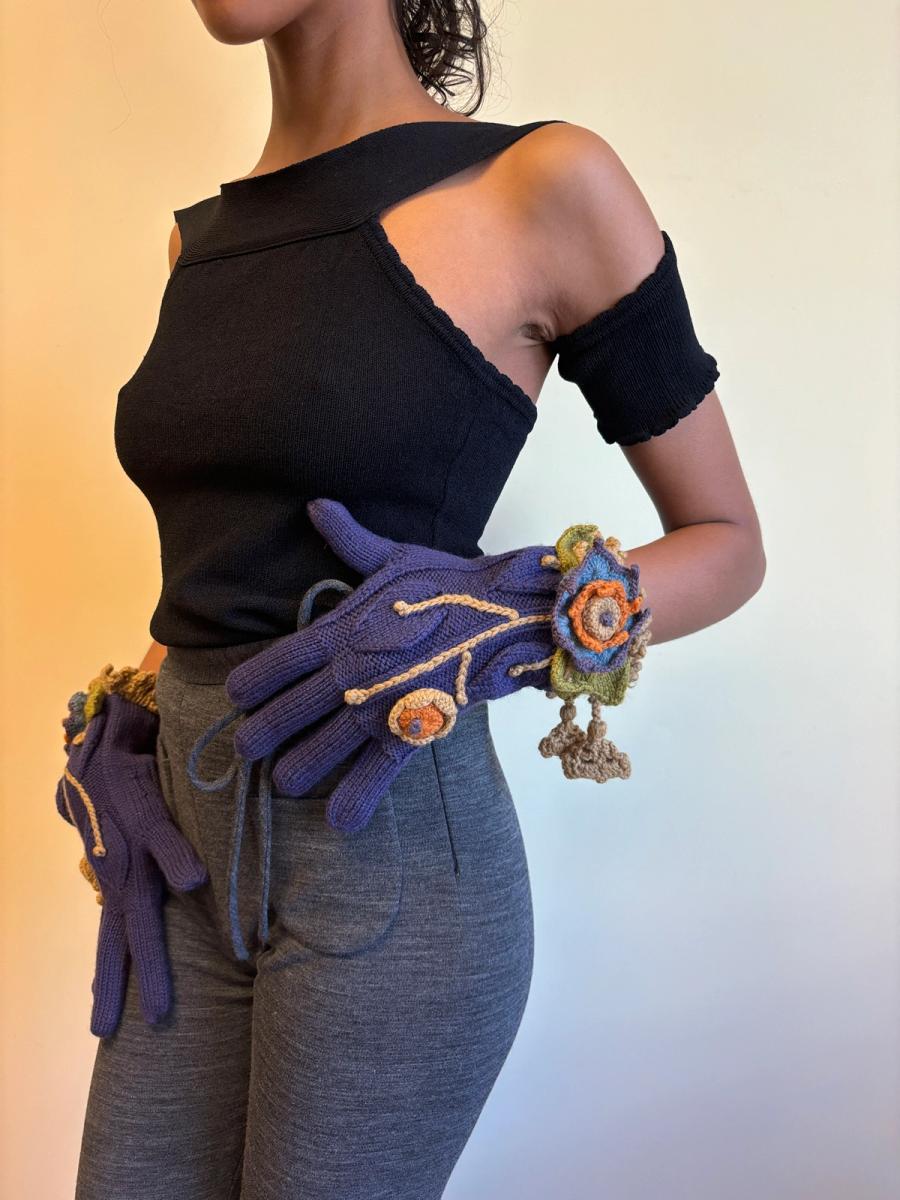 Vivienne Westwood 'On Liberty' Gloves with Crocheted Dimensional Flowers product image